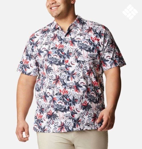 Men's Columbia PFG Trollers Best Short Sleeve Shirts Flower | Plus Size CA-VA61L